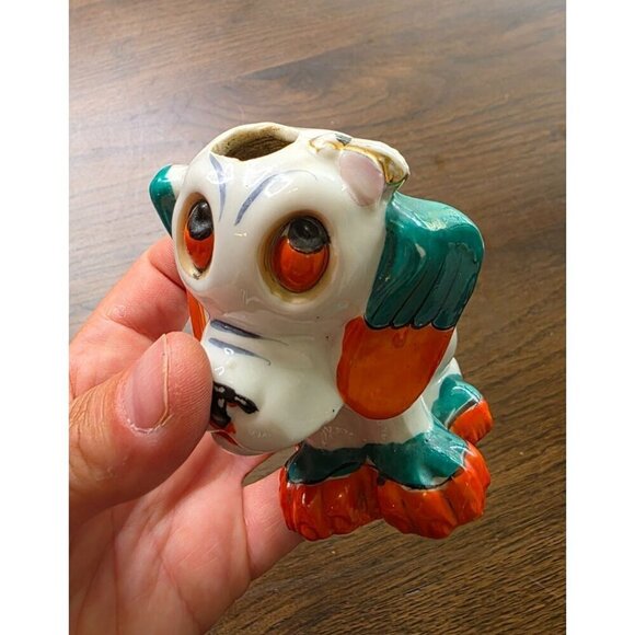 Vintage Ceramic Dog Figurine With Orange & Teal Accents - Picture 14 of 16